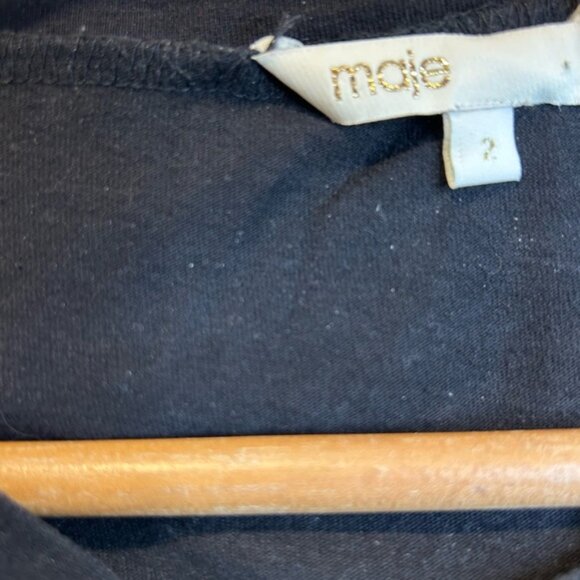 Maje Laivi Layered Button Up Collared Striped Dress Shirt Blue White - Picture 5 of 8